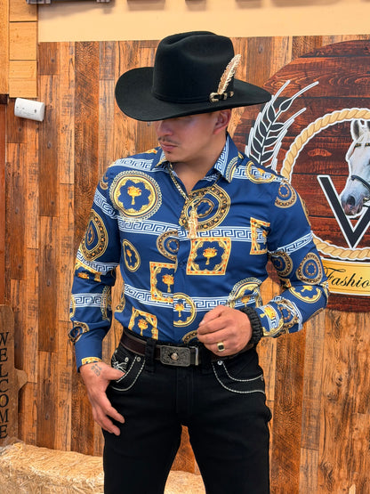 Men western shirt blue