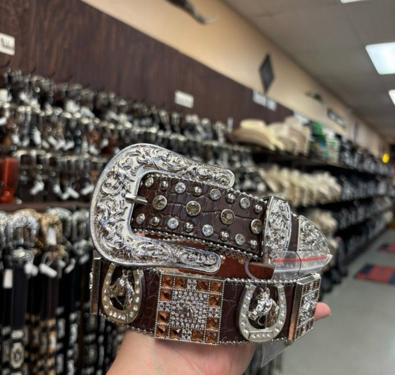 Men western belts brown