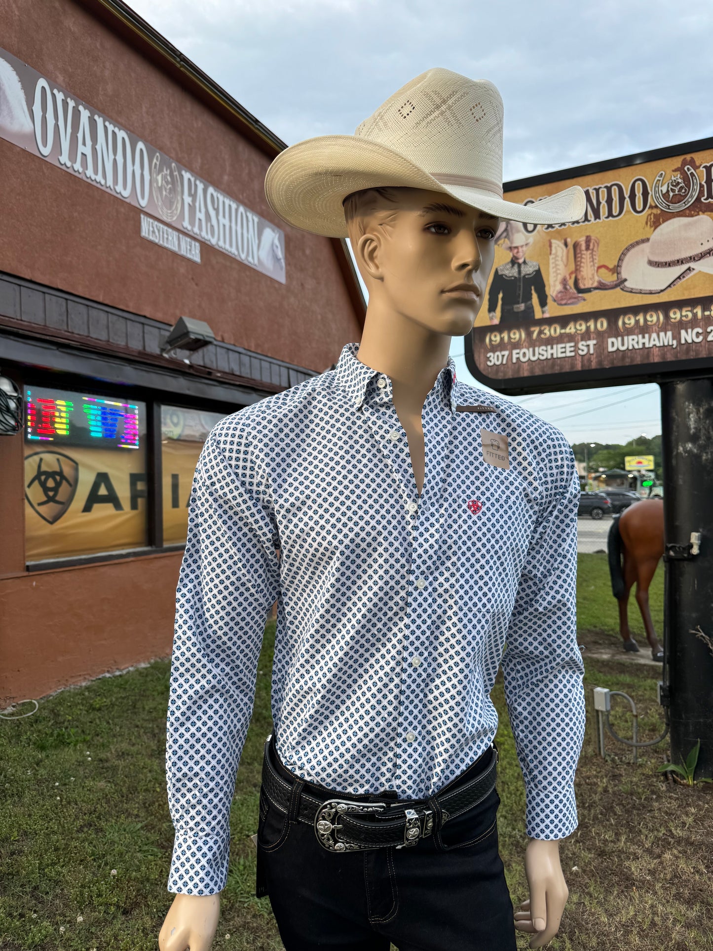 Ariat Team Lochlan Fitted LS White Shirt