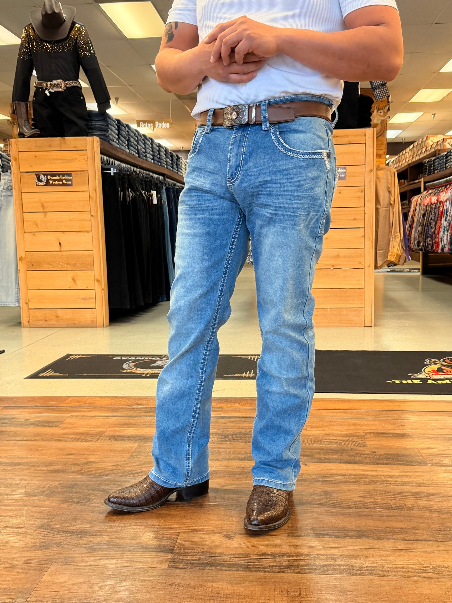 Men western Jeans light blue