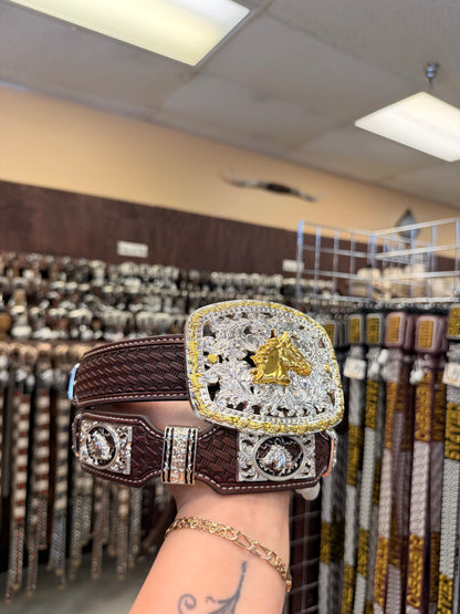 Men western belts brown