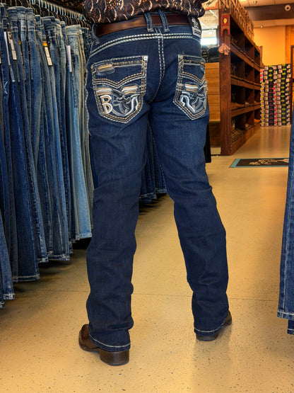 Men western jeans Dark Blue
