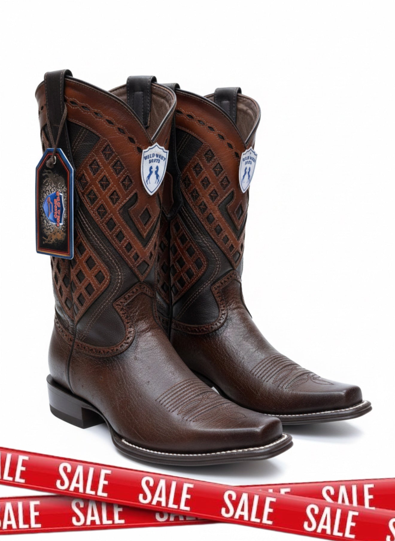 Men western boots brown