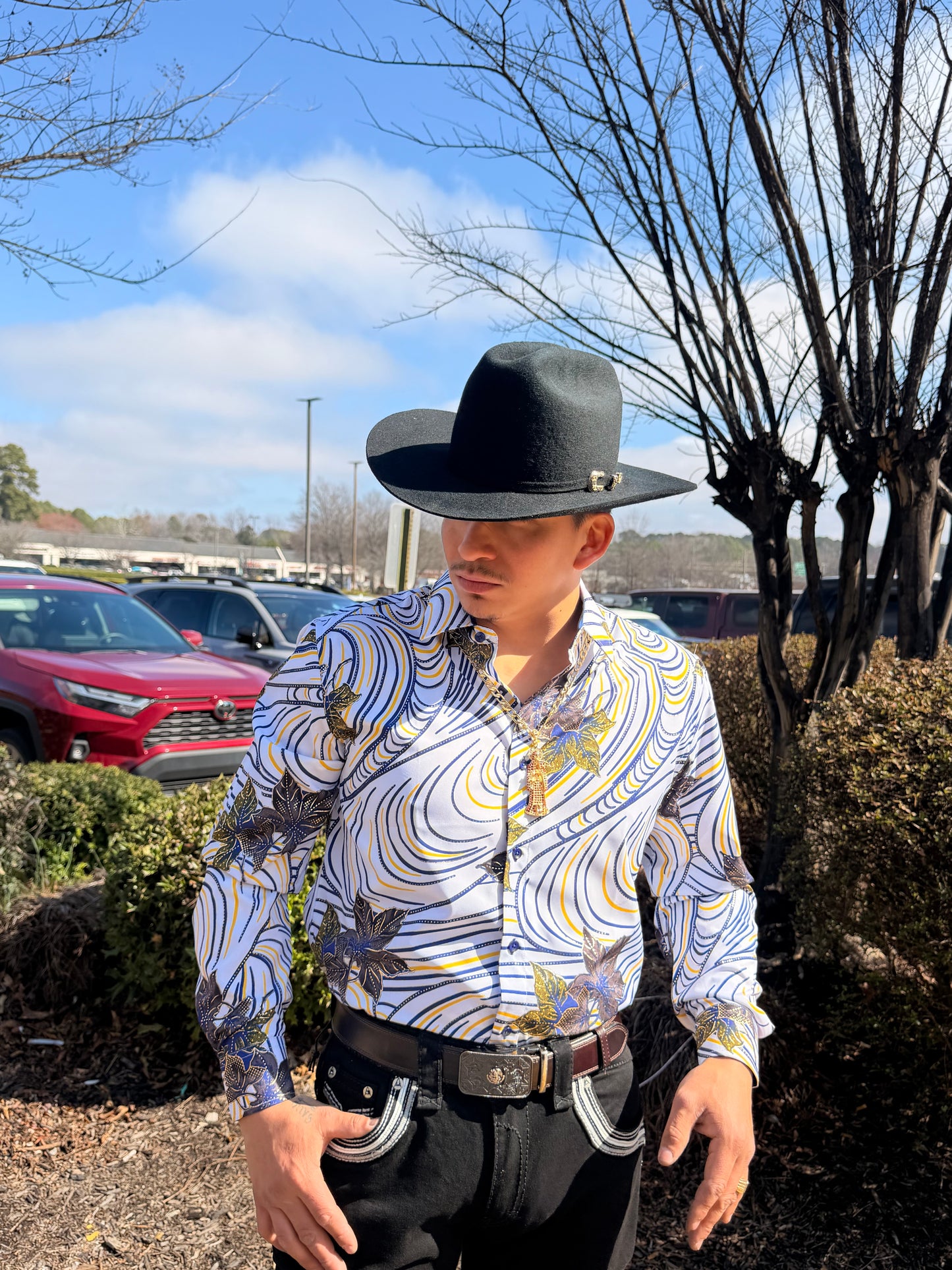 Men western shirt white