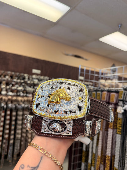 Men western belts brown