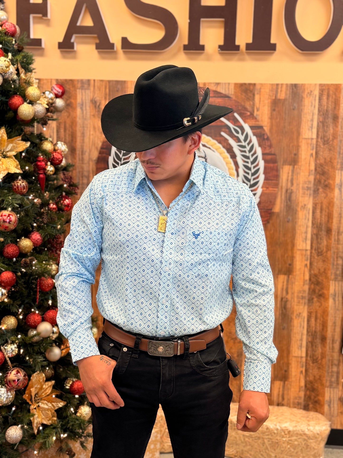 Men western shirt printed stretch