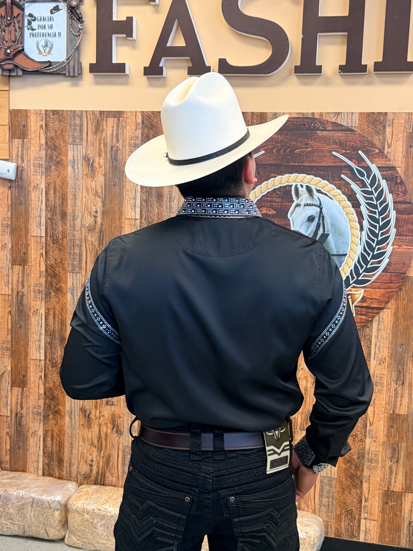 Men western shirt black