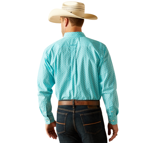 Ariat Wrinkle Resistant Stanley Peacock Blue LS Shirt