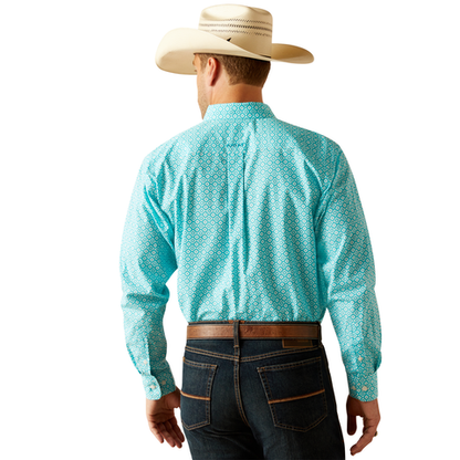 Ariat Wrinkle Resistant Stanley Peacock Blue LS Shirt