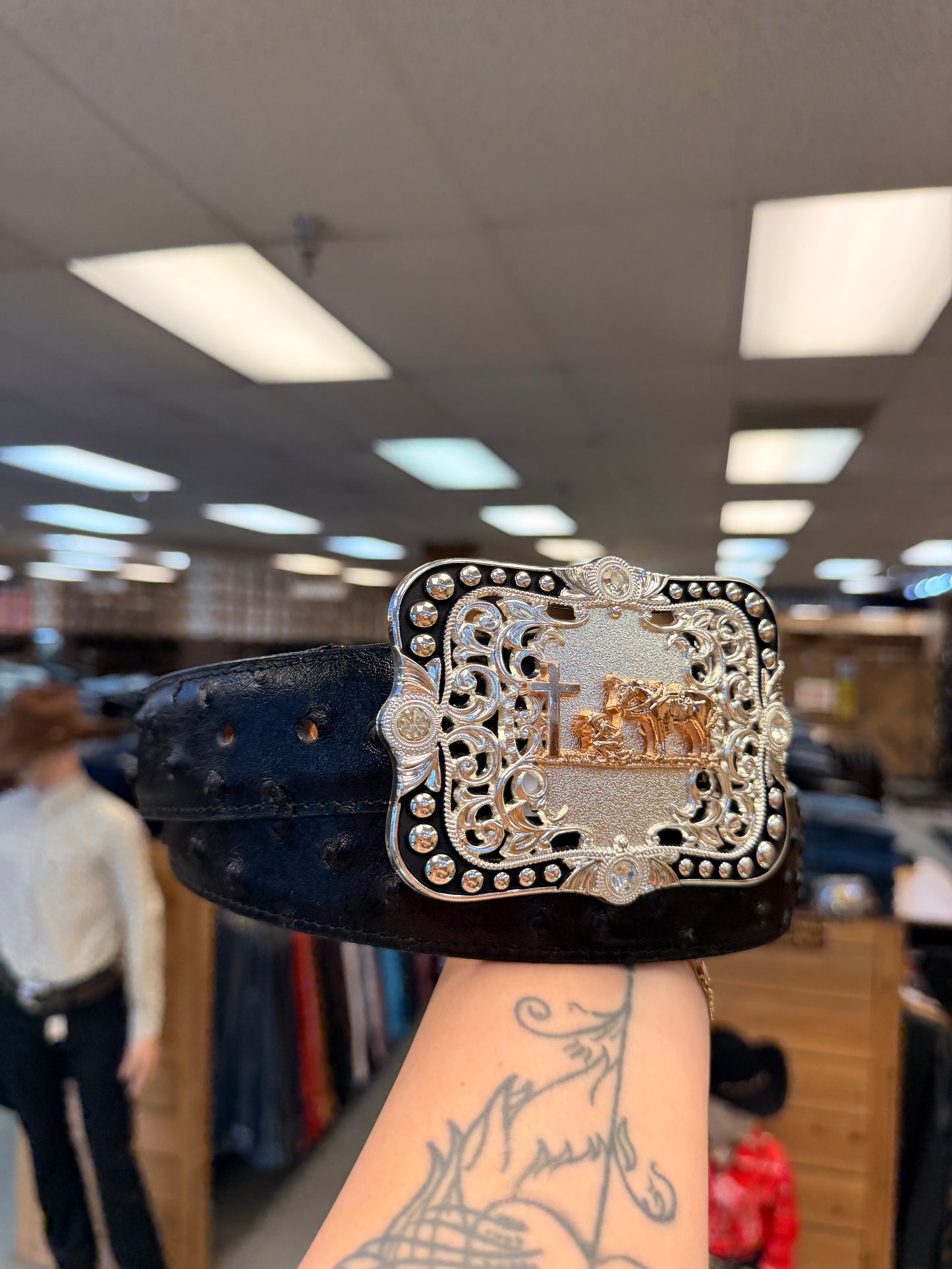 Men western belts Black with buckle