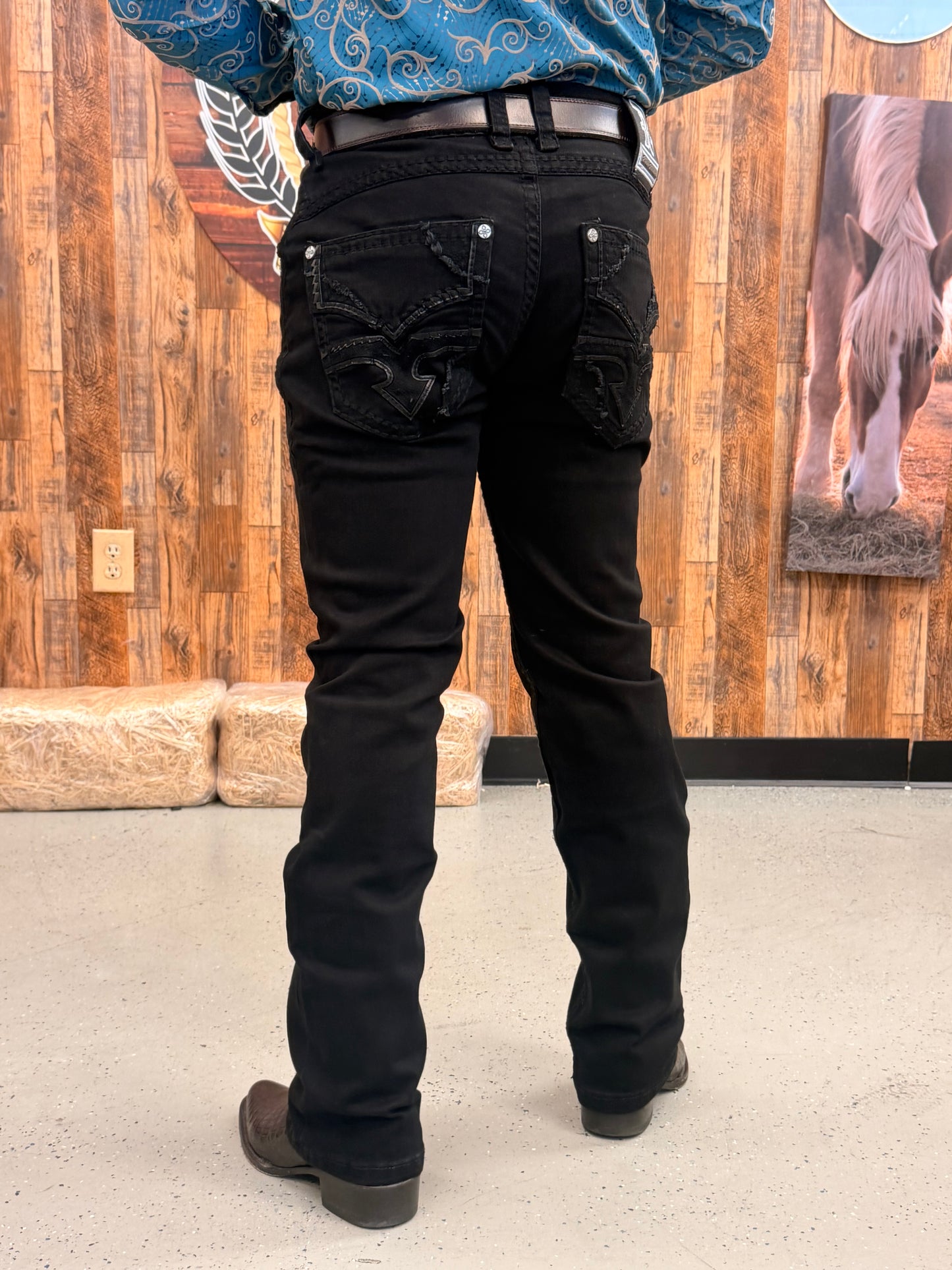 Men western jeans black