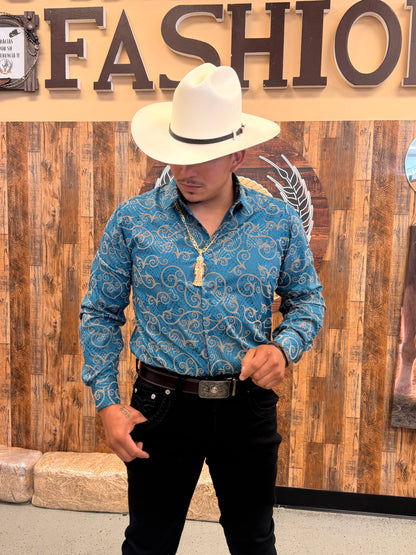 Men Wester shirt blue