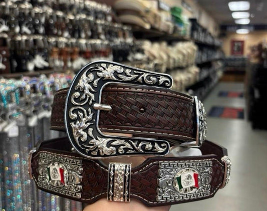 Men western belts brown
