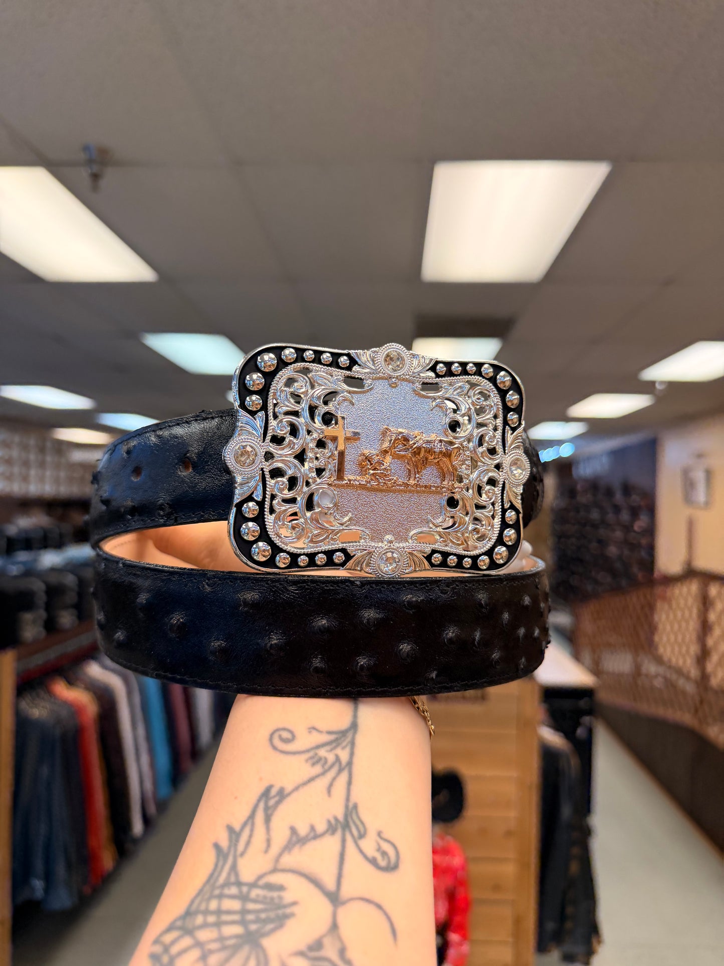 Men western belts Black with buckle