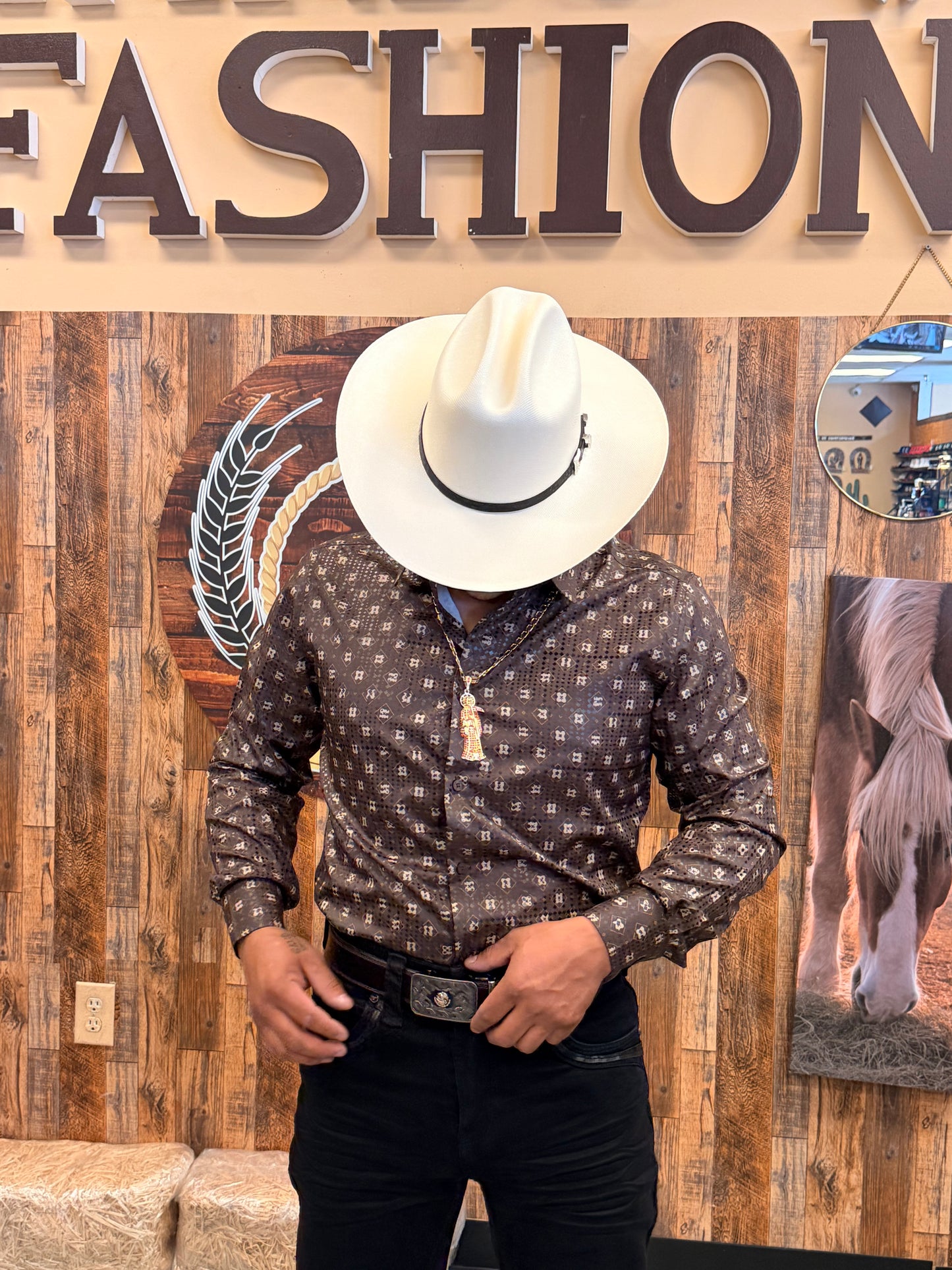 Men western shirt brown