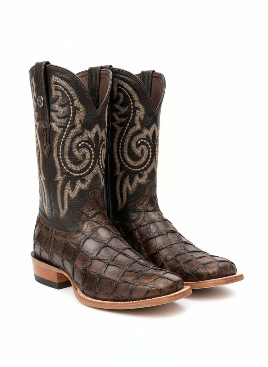 Men western boots brown rodeo
