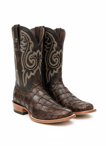 Men western boots brown rodeo