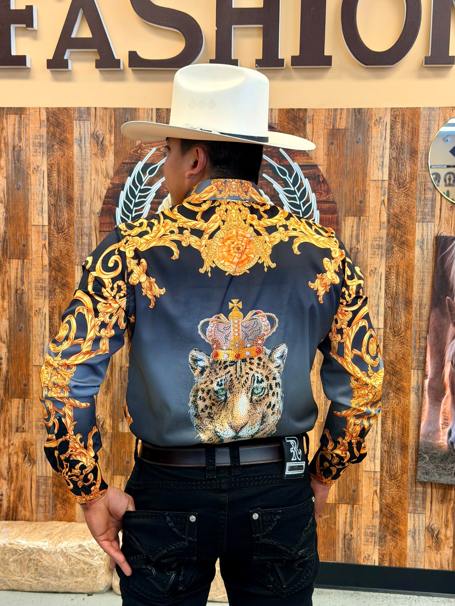Men western shirt black