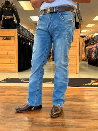 Men western Jeans light blue