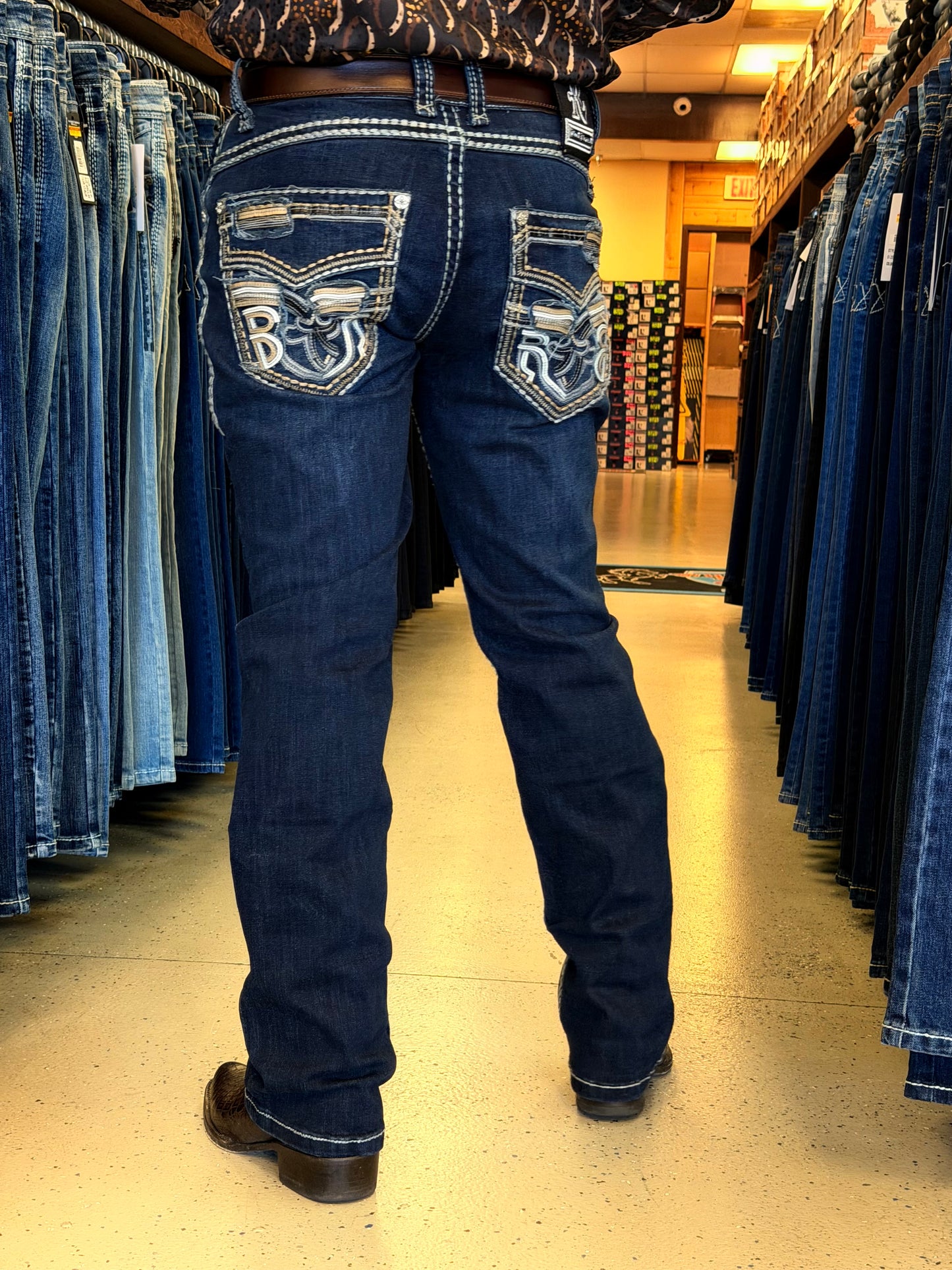 Men western jeans Dark Blue