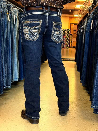 Men western jeans Dark Blue