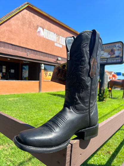 Botas Galope Negras con Punta Cuadrada Ancha para Hombre con Suela Híbrida