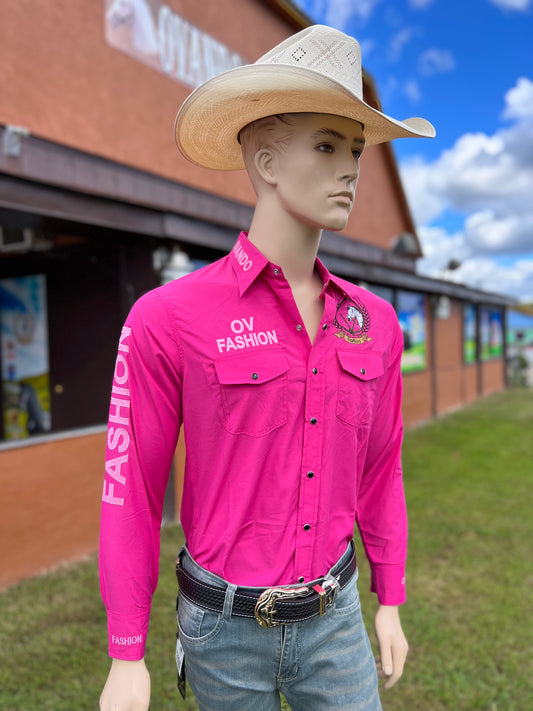 OV Fashion para hombre rosa oscuro con letras rosa claro