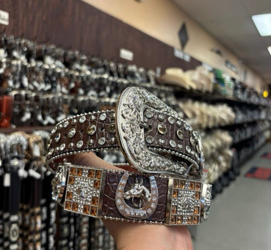 Men western belts brown