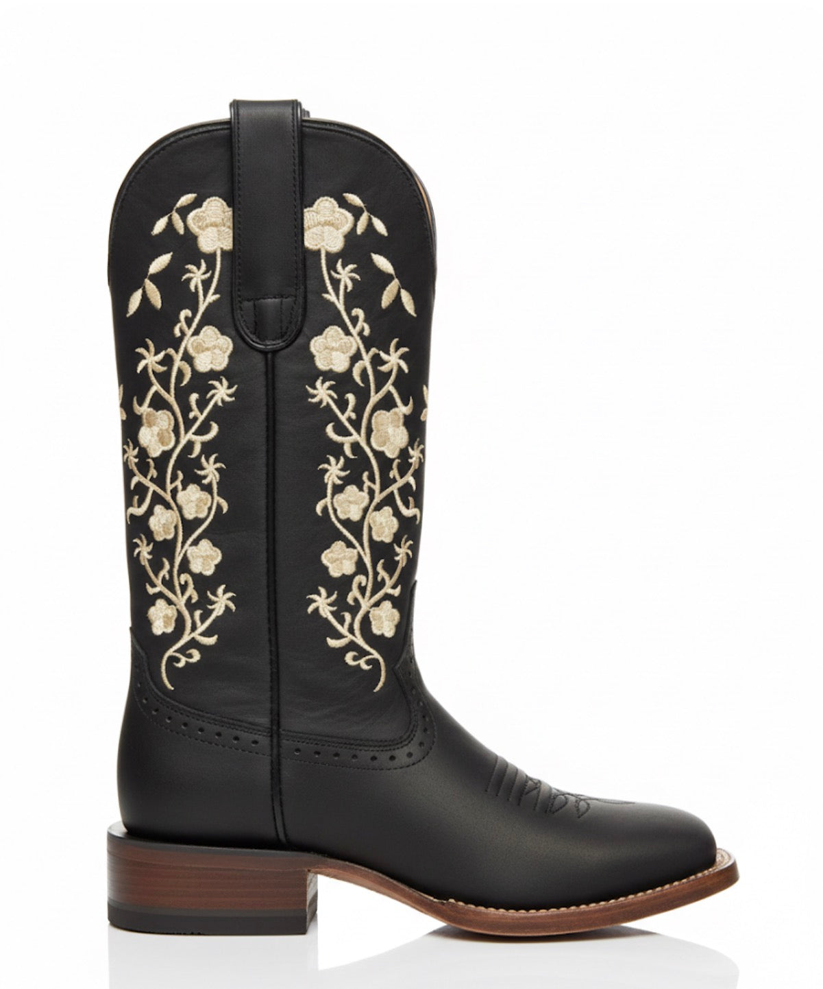 Negro con bordado floral vintage
