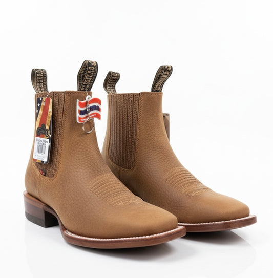 Botin Rodeo Miel Rhino Square Toe Leather Sole