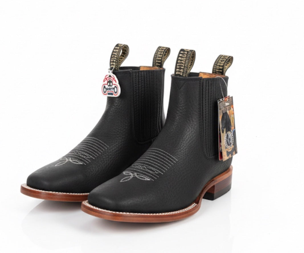 Botin Rodeo Black Rhino Square Toe With Leather Sole – Ovando