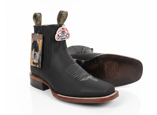 Botin Rodeo Black Rhino Square Toe With Leather Sole