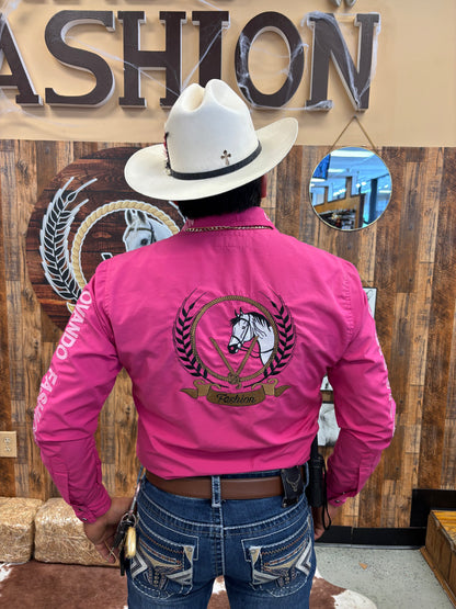OV Fashion para hombre rosa oscuro con letras rosa claro