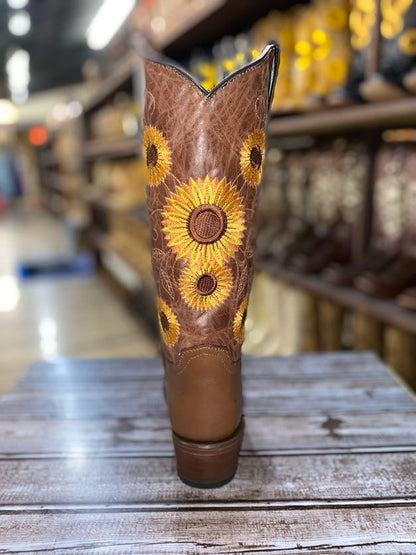 Cedar Park Vintage Brown With Sunflower Embroidery