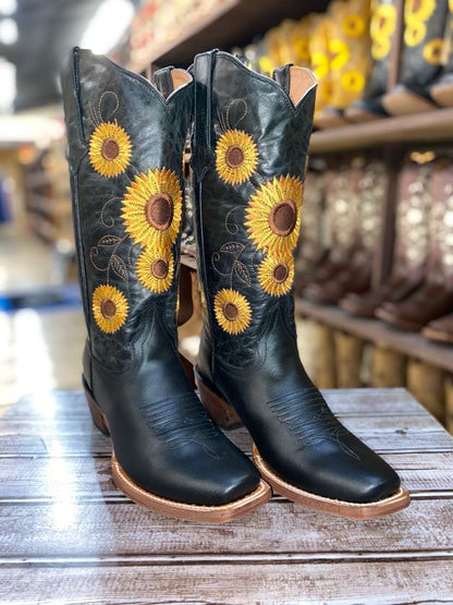 Galveston Vintage Black With Sunflower Embroidery