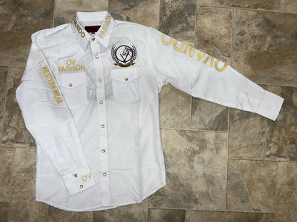 OV Fashion para hombre blanco con dorado